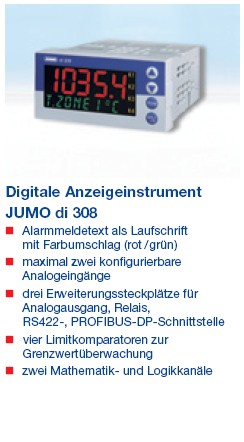 Digitale Anzeigeinstrument JUMO di 308