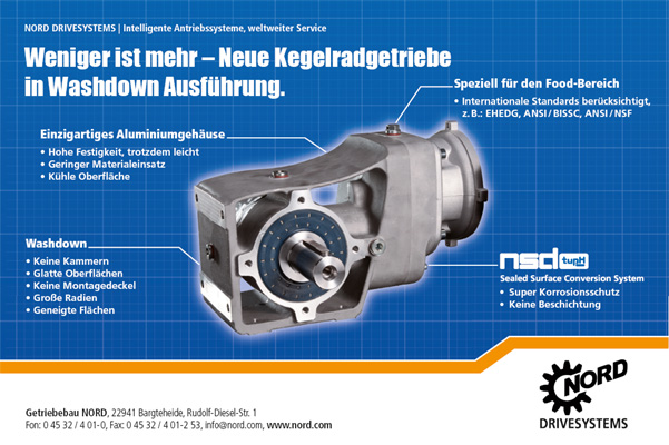 Neue Kegelradgetriebe in Washdown-Ausführun