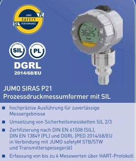 JUMO SIRAS P21 Prozessdruckmessumformer mit SIL