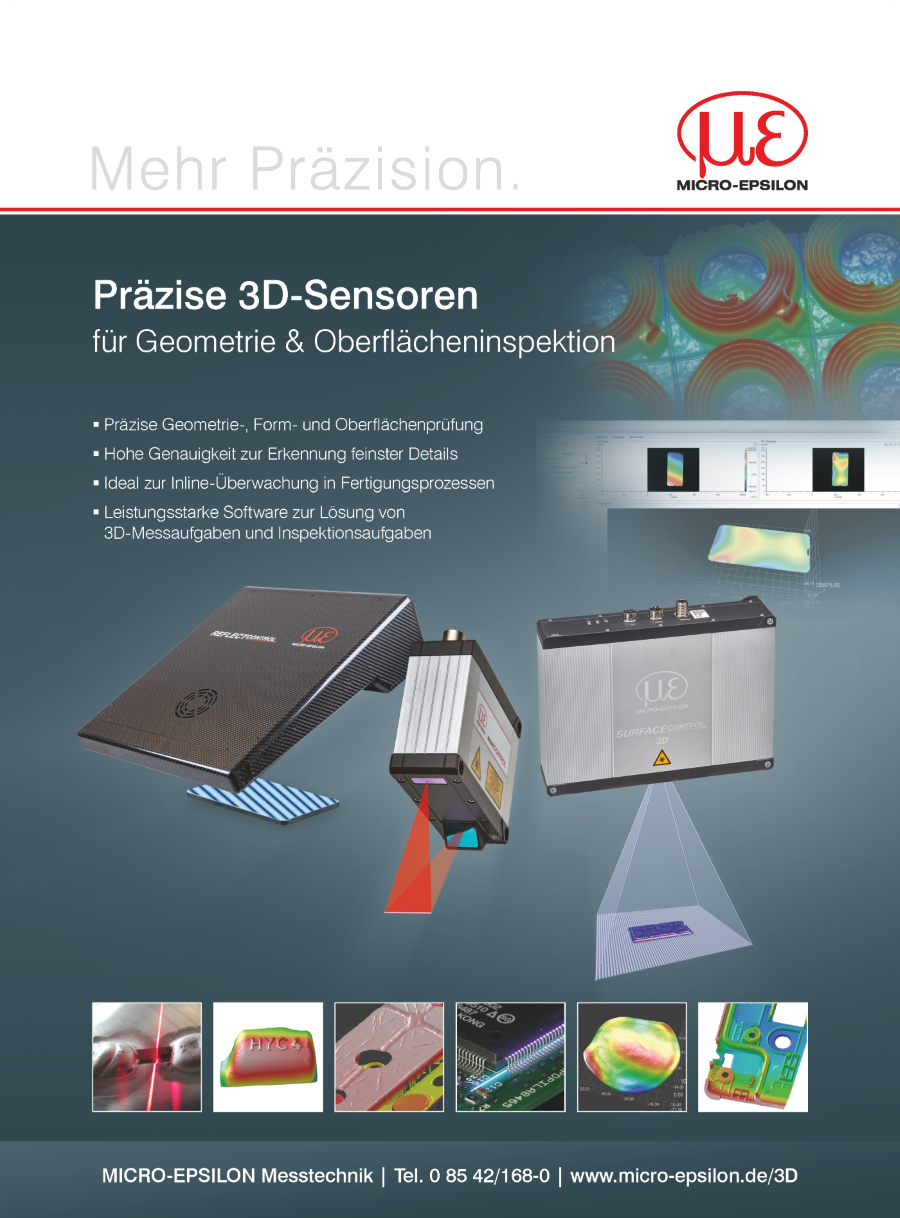Präzise 3D-Sensoren für Geometrie & Oberflächeninspektion
