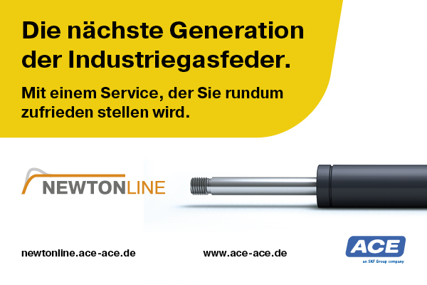 NEWTONLINE: ACE präsentiert völlig neue Industriegasfeder-Familie NEWTONLINE: ACE präsentiert völlig neue Industriegasfeder-Familie